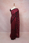 Beetroot Color Crush Organza Saree - Seematti