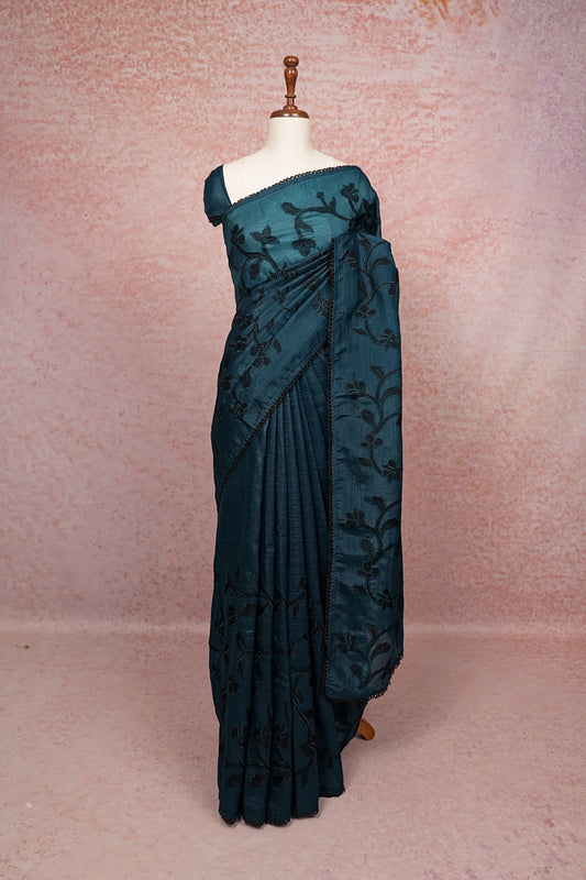 Peacock Green Organza Saree - Seematti
