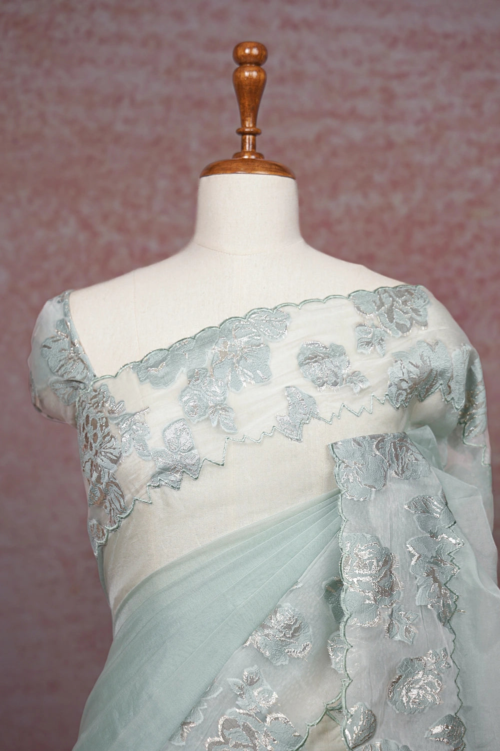 Pastel Blue Organza Saree