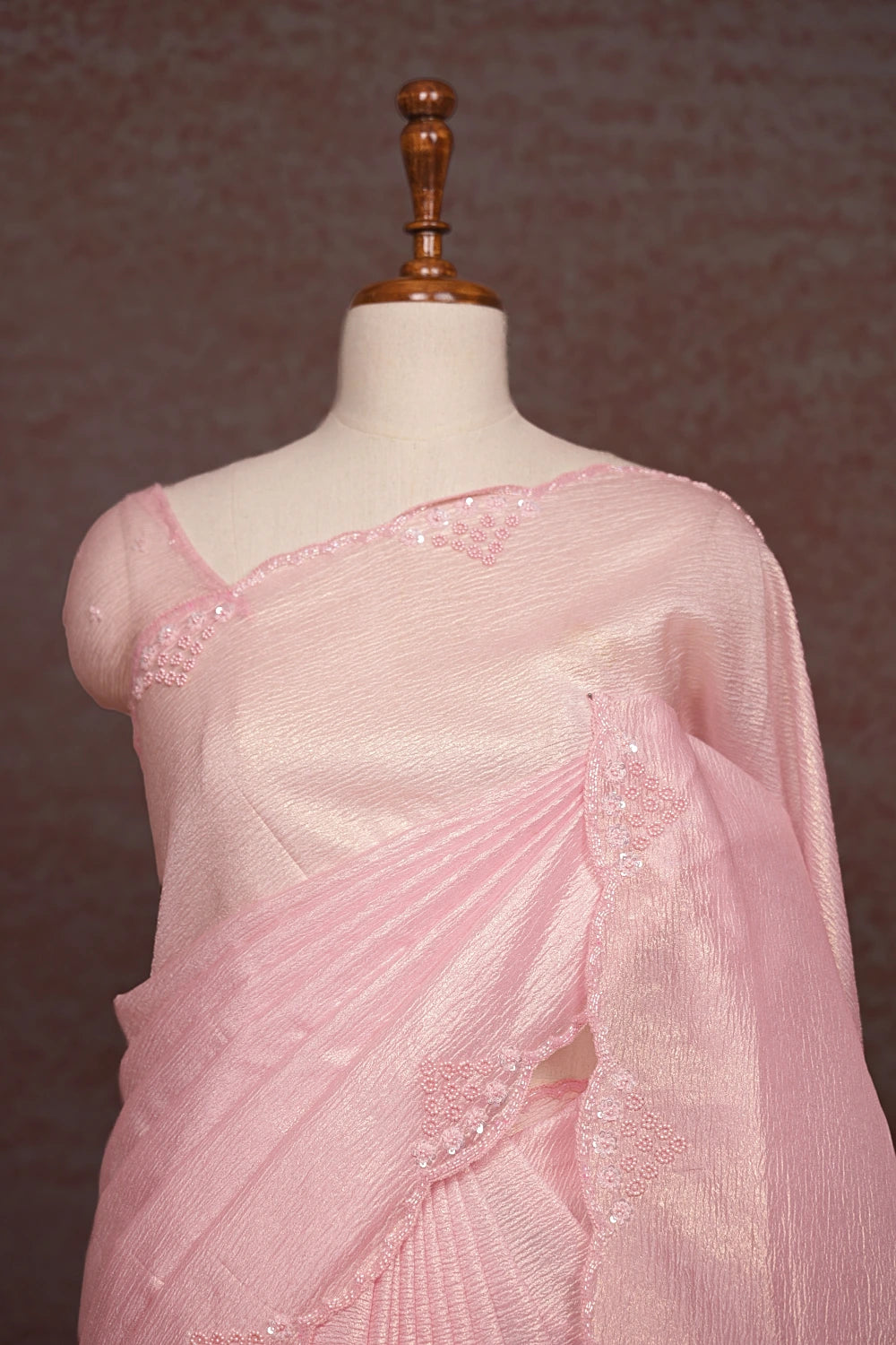 Baby Pink Tissue Organza Saree