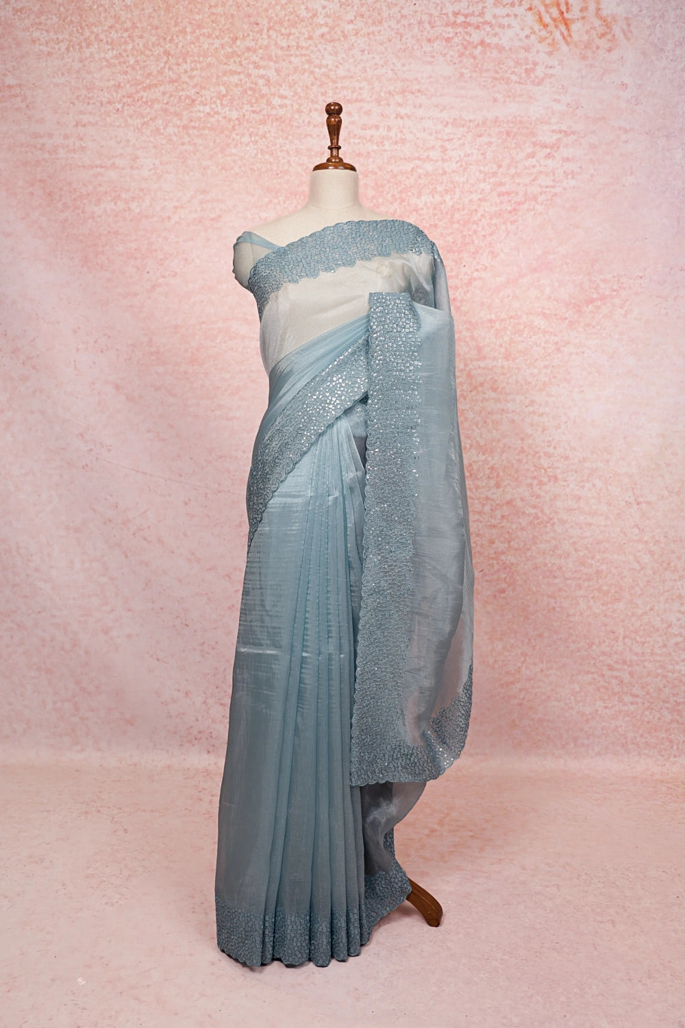 Sky Blue Glass Organza Saree