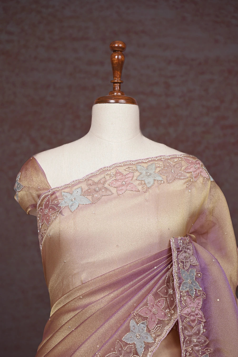 Lavender Tissue Organza Saree