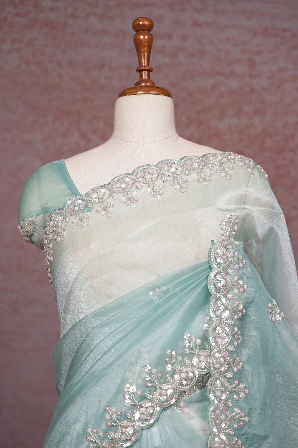 Sea Green Crush Organza Saree