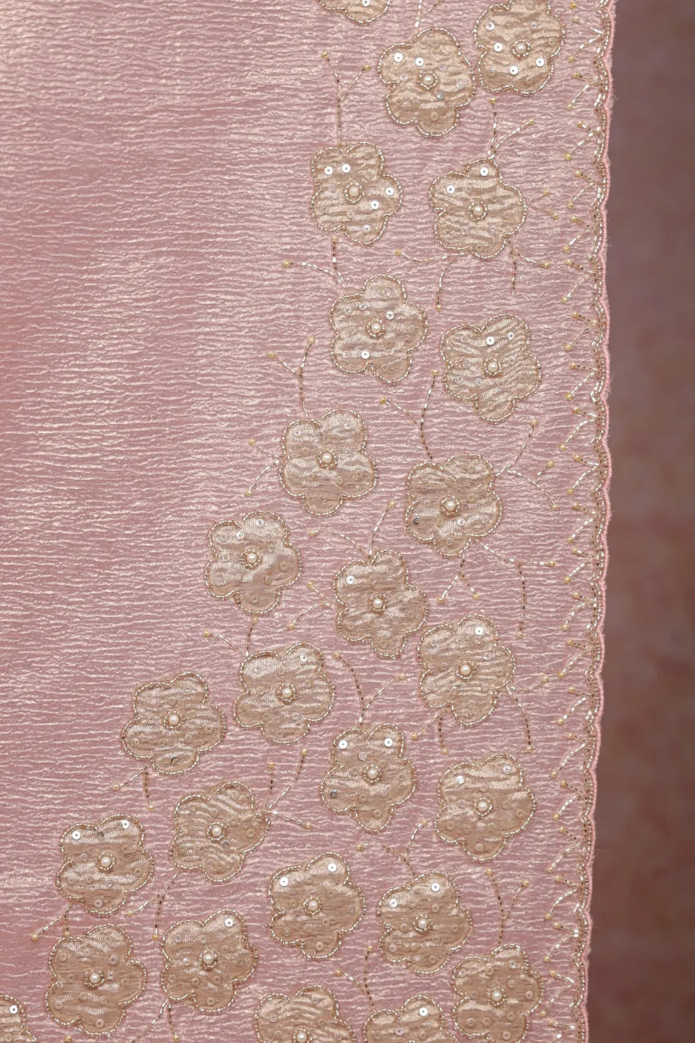 Peach Pink Crush Organza Saree