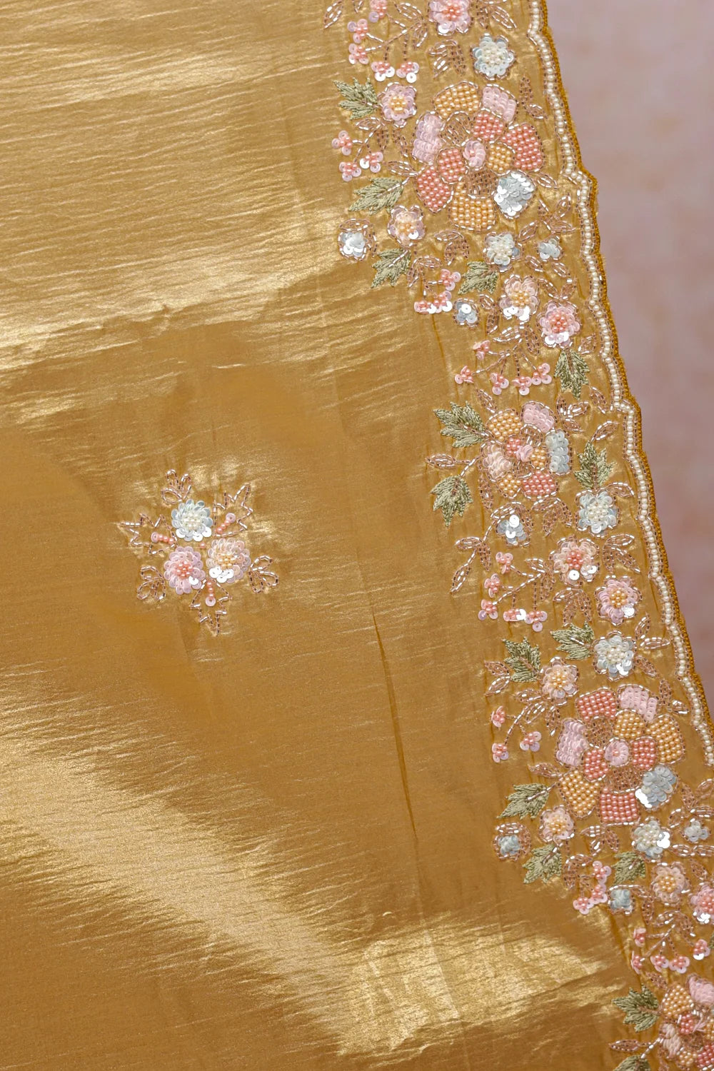 Mustard Yellow Tissue Organza Saree