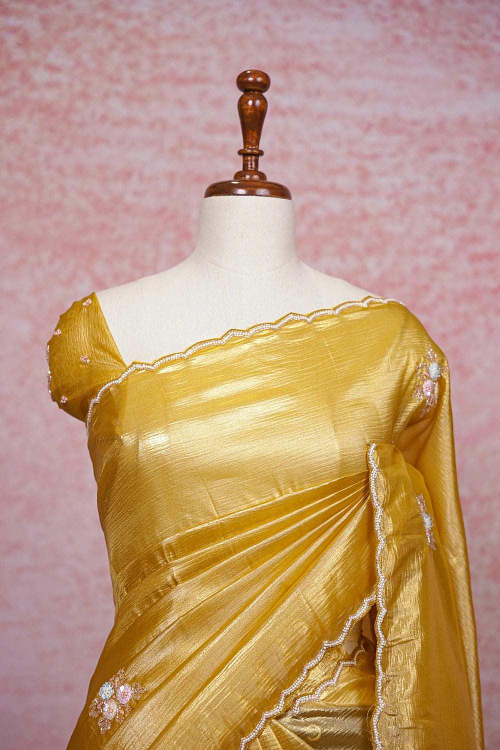 Mustard Yellow Tissue Organza Saree