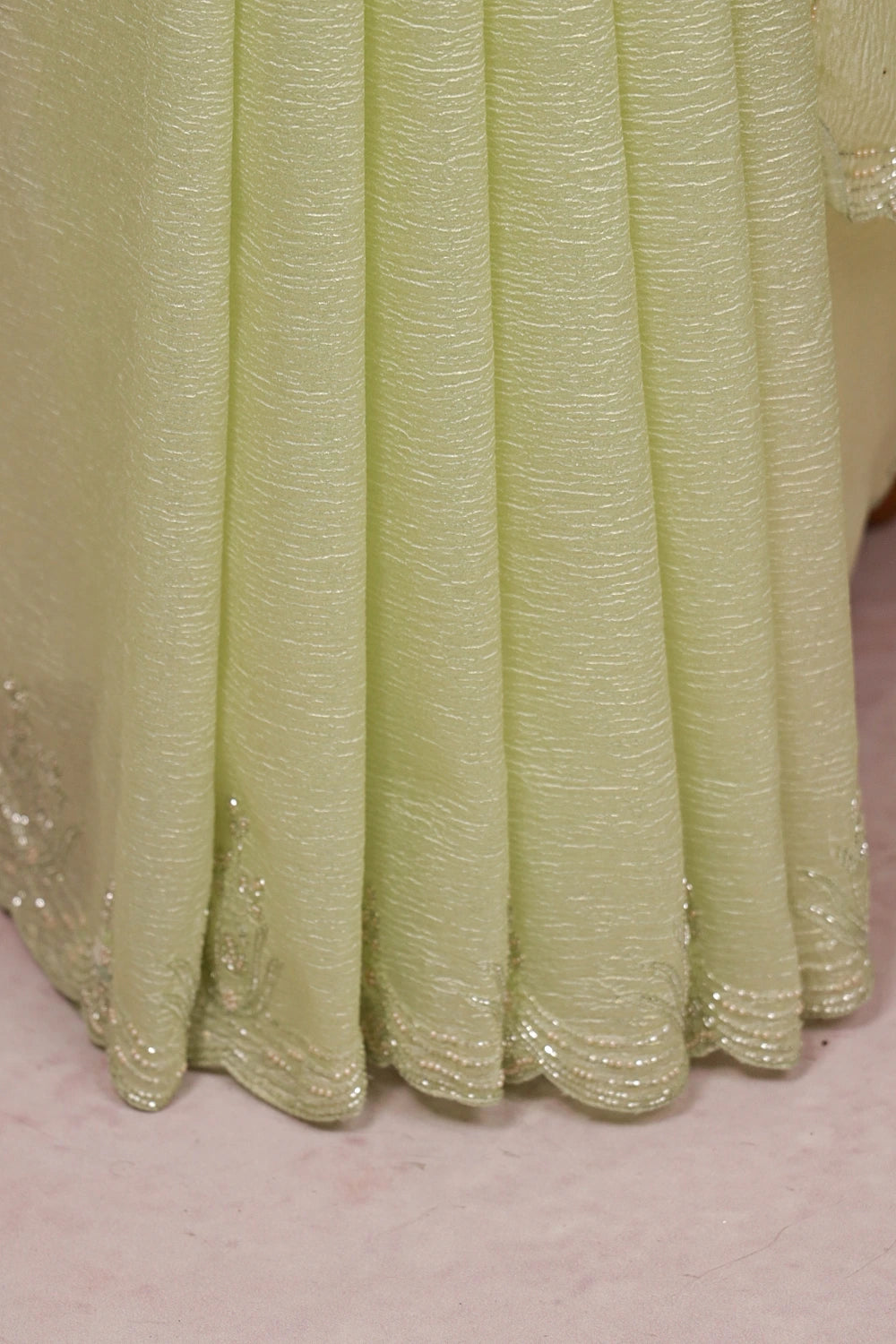 Pista Green Crush Organza Saree