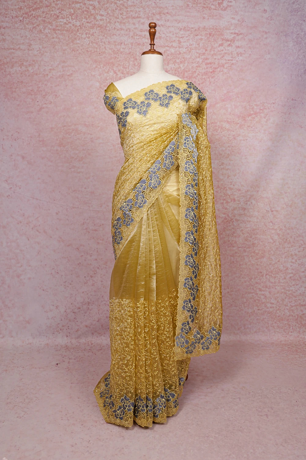 Yellow Glass Organza Saree