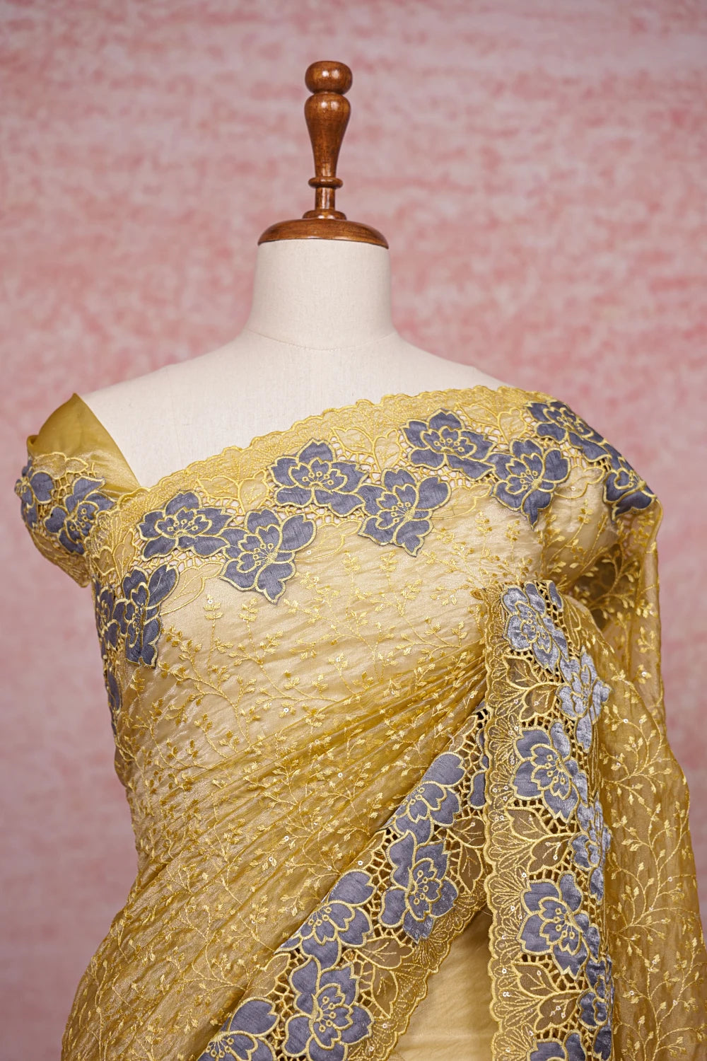 Yellow Glass Organza Saree