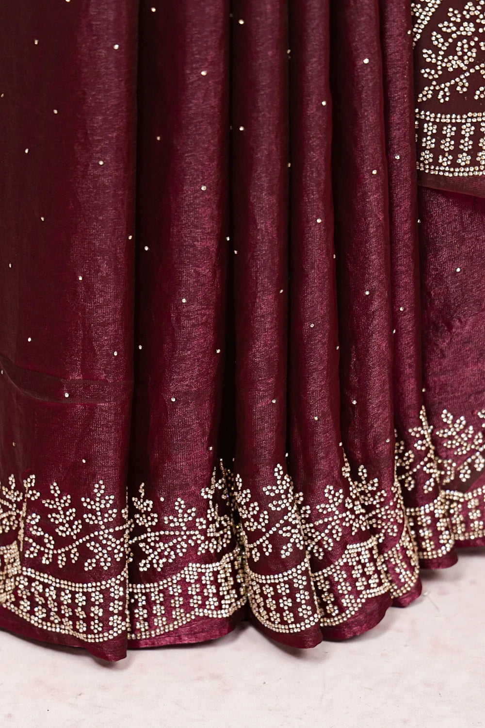 Grape Wine Velvet Organza Saree