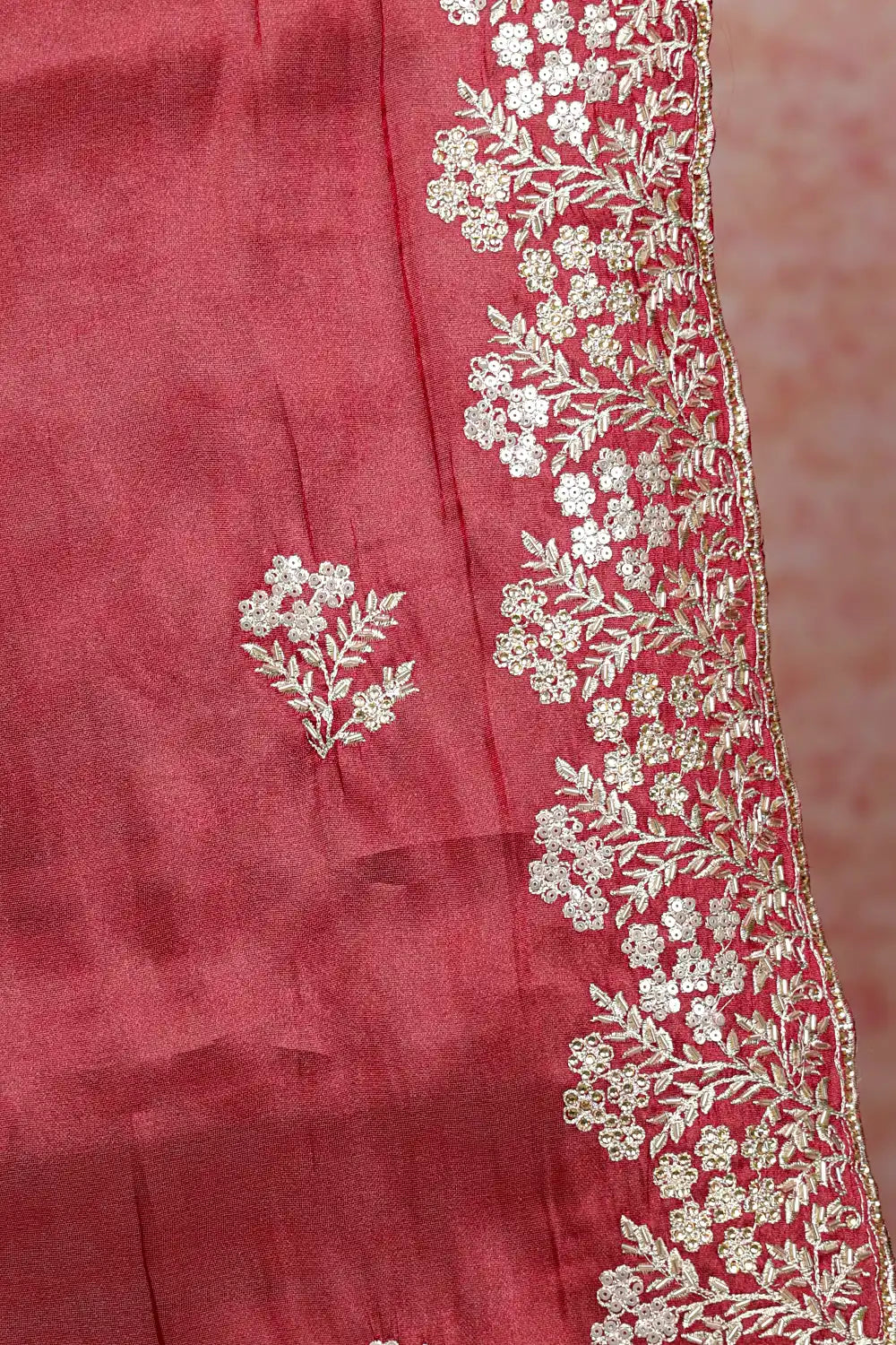 Maroon Organza Saree
