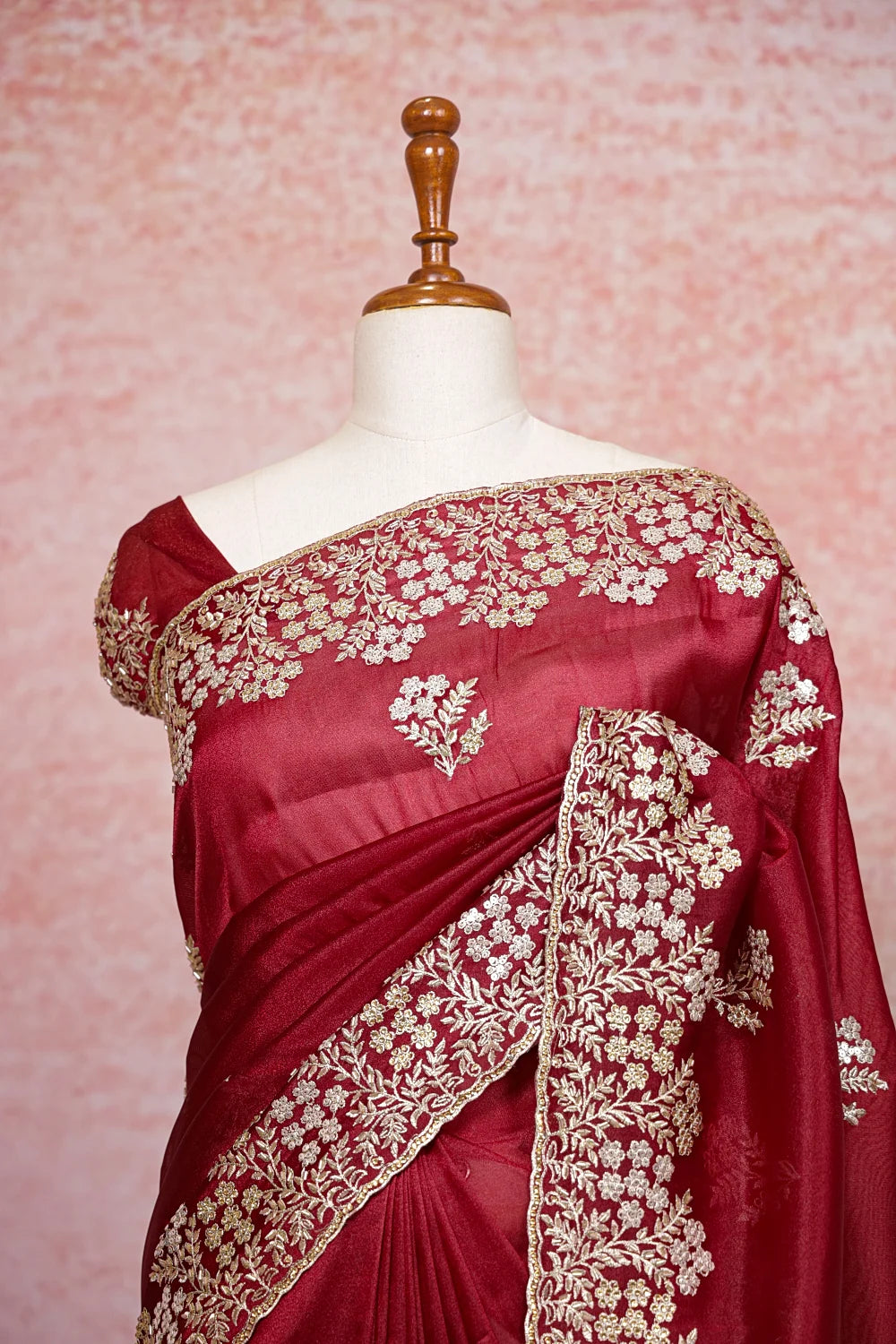 Maroon Organza Saree
