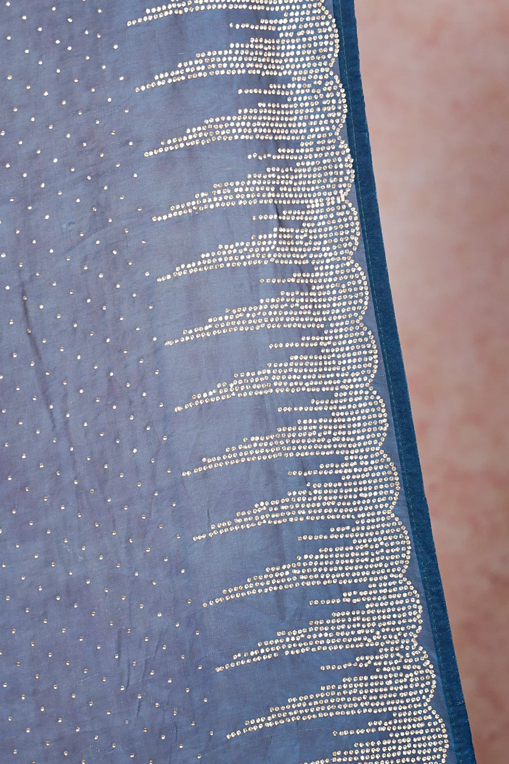 Peacock Blue Velvet Organza Saree - Seematti