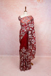 Maroon Glass Organza Saree - Seematti