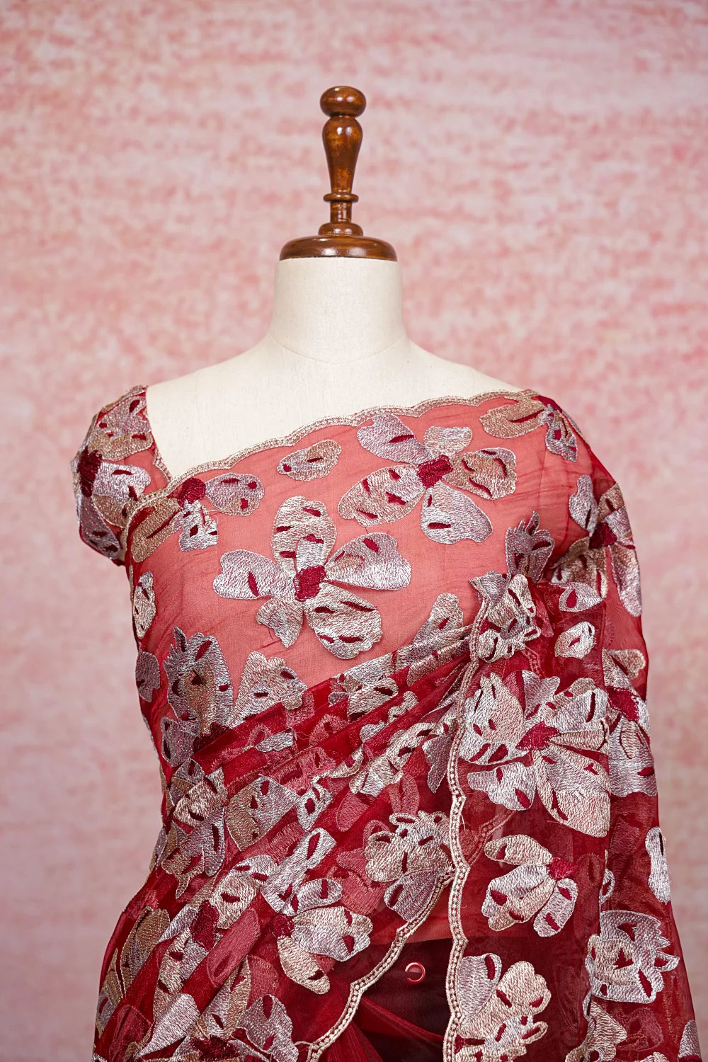 Maroon Glass Organza Saree
