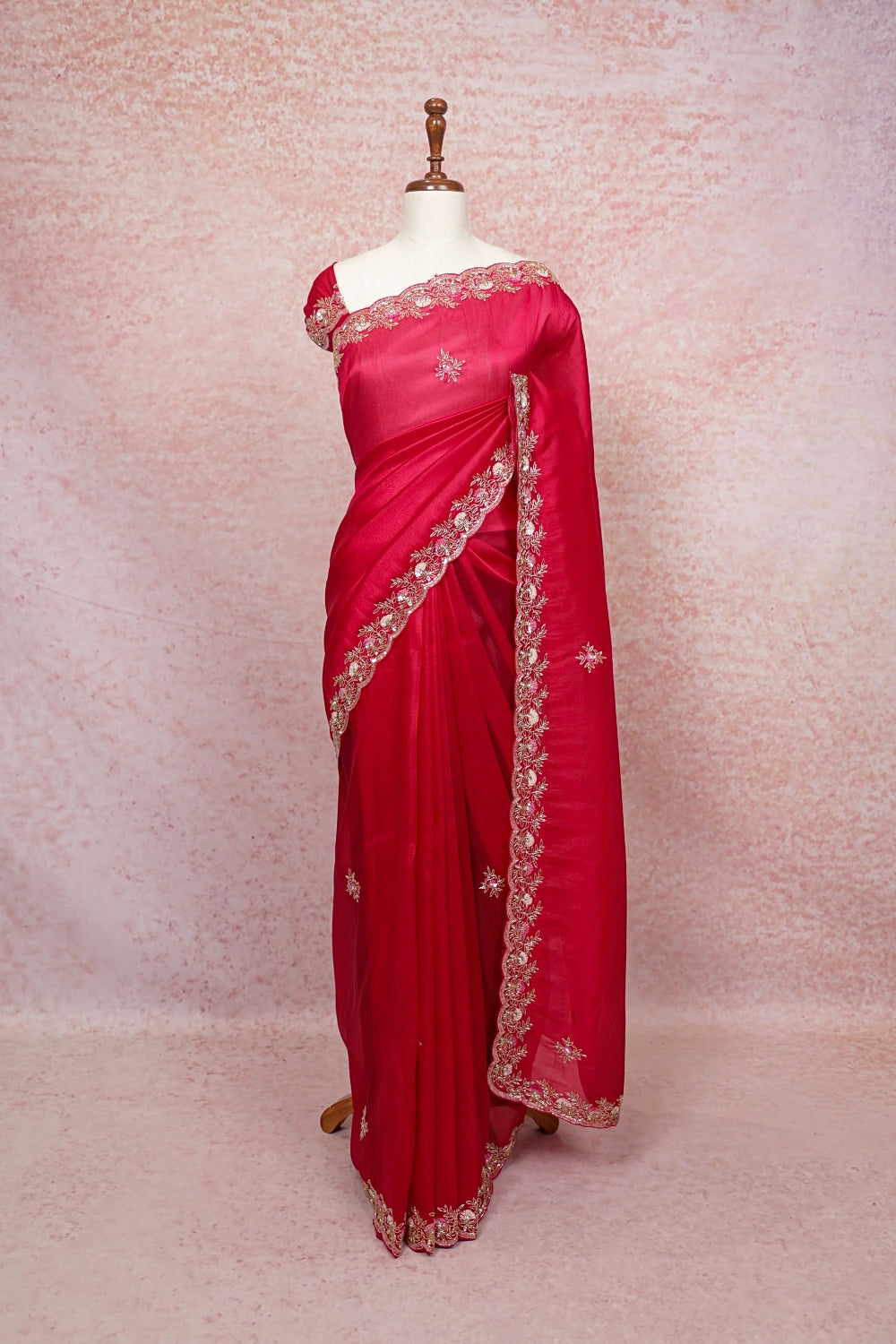 Magenta Pink Tissue Organza Saree - Seematti