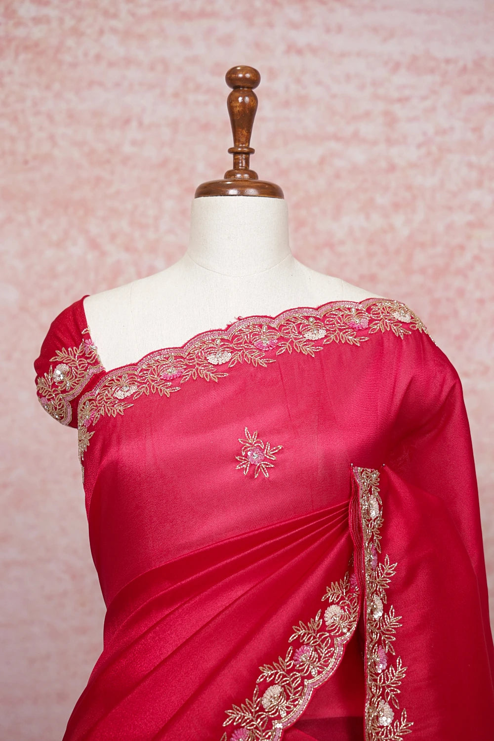 Magenta Pink Tissue Organza Saree - Seematti