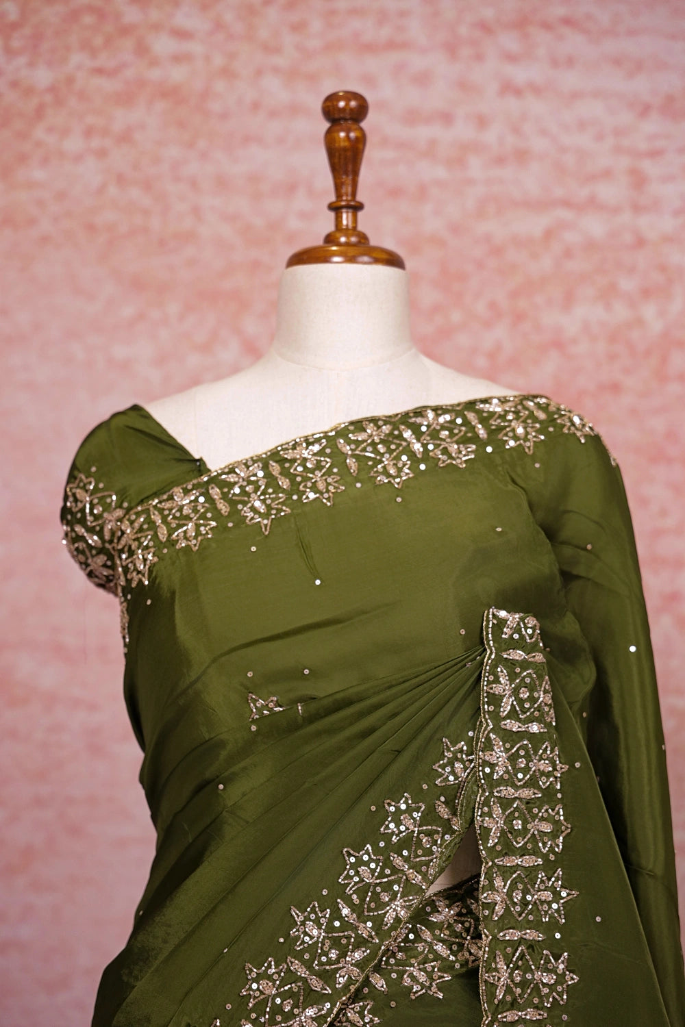 Leaf Green Georgette Saree
