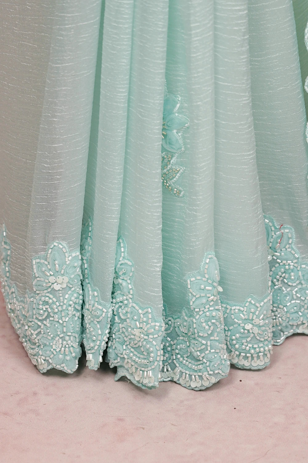 Sky Blue Tissue Organza Saree - Seematti
