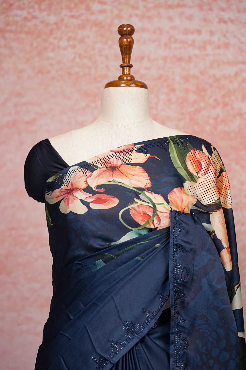 Greyish Blue Crepe Saree