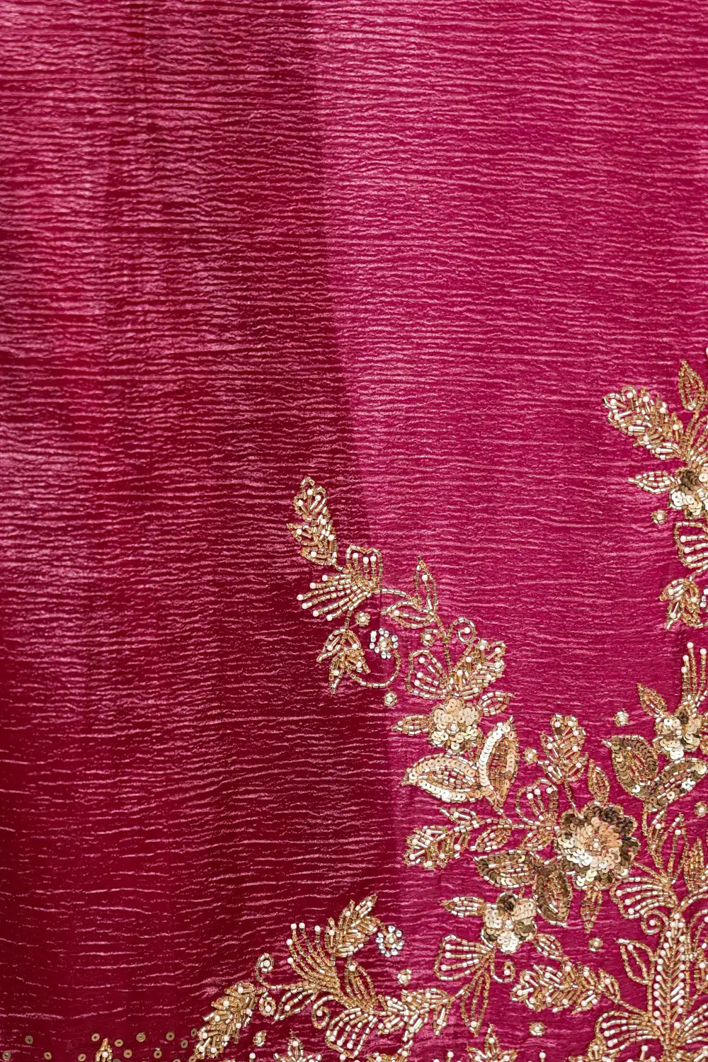 Beetroot Color Crush Organza Saree