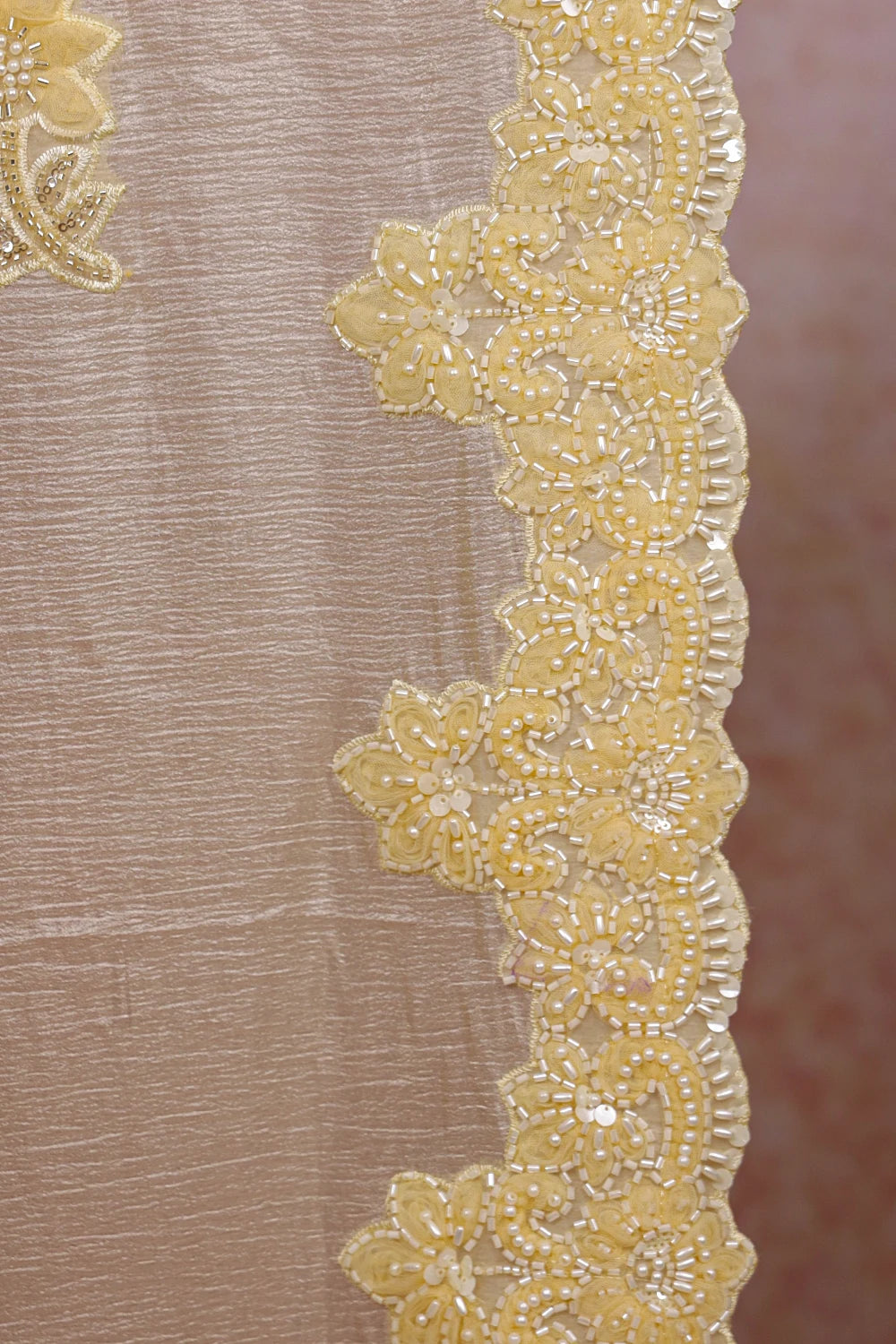Butter Yellow Crush Organza Saree