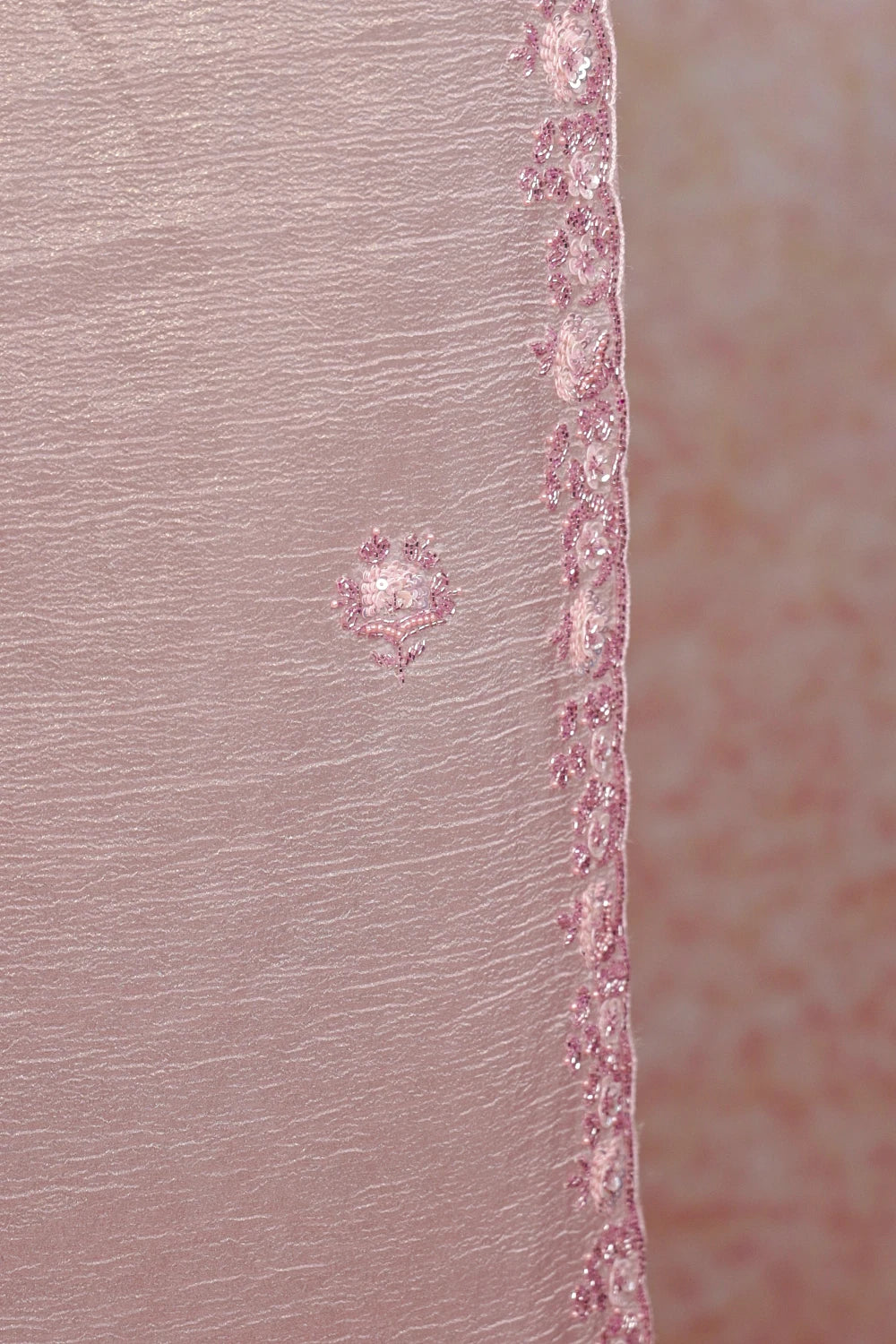 Baby Pink Crush Organza Saree