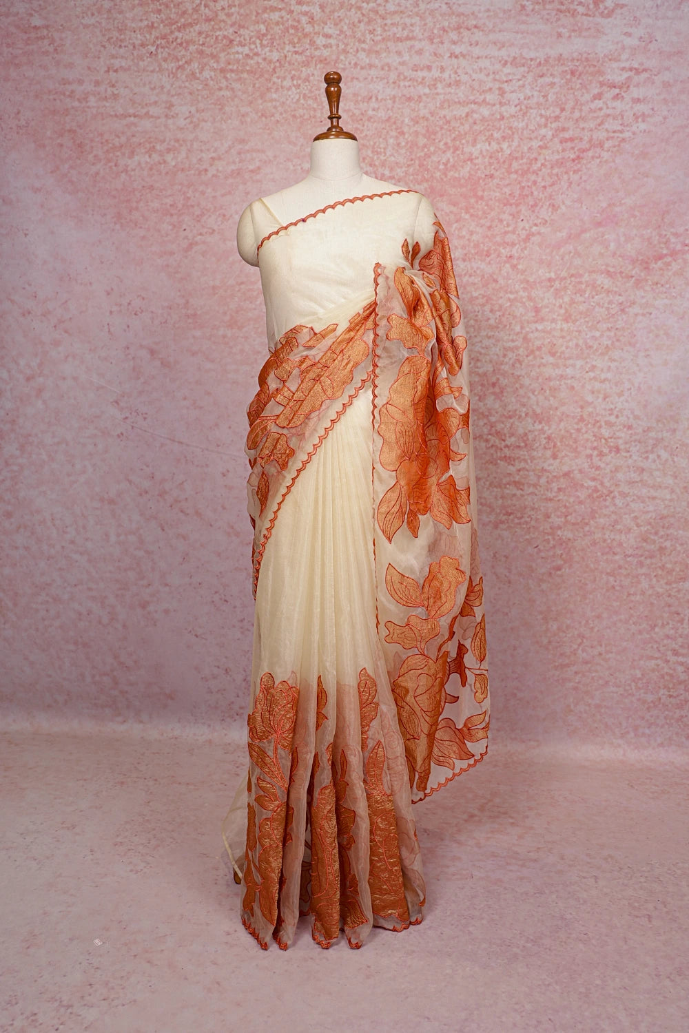 Cream Organza Saree