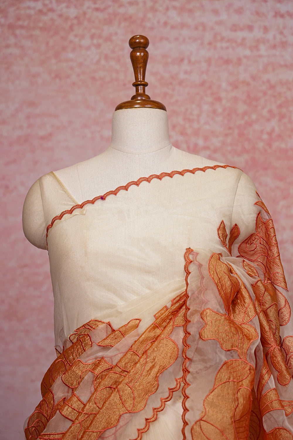Cream Organza Saree