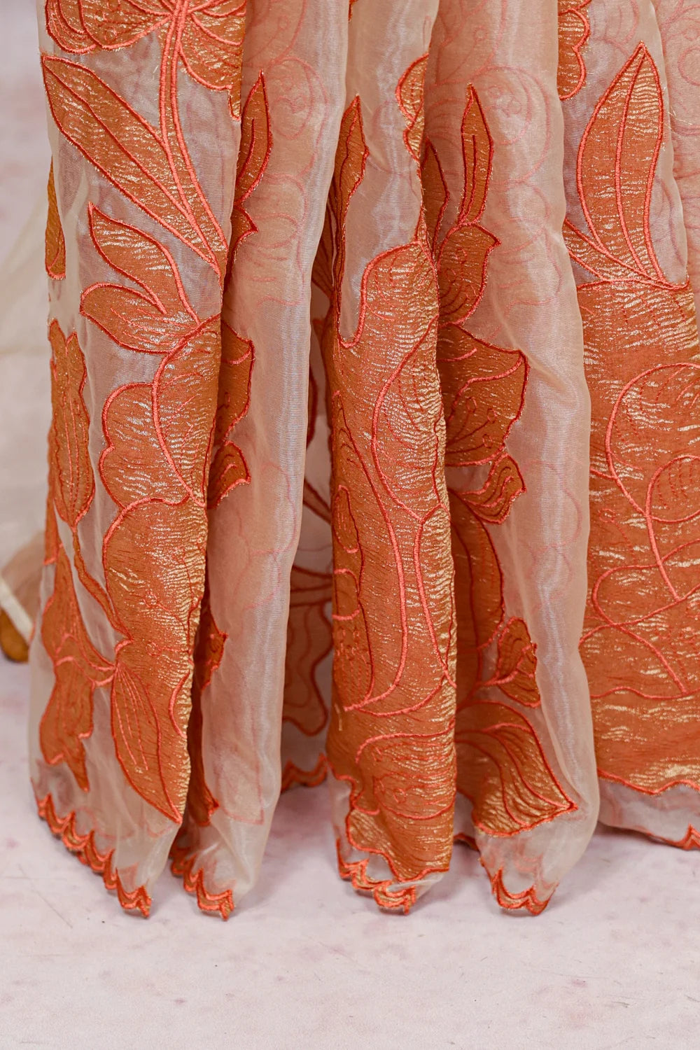 Cream Organza Saree