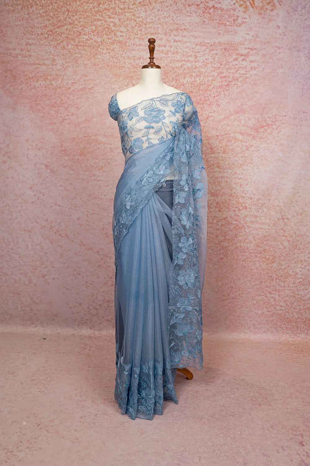 Powder Blue Organza Saree