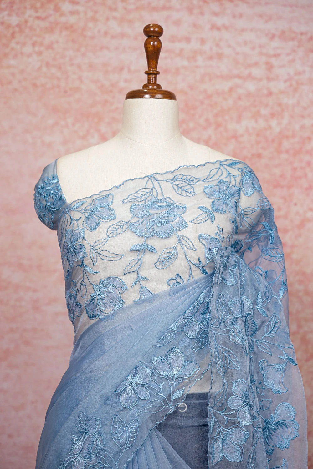 Powder Blue Organza Saree