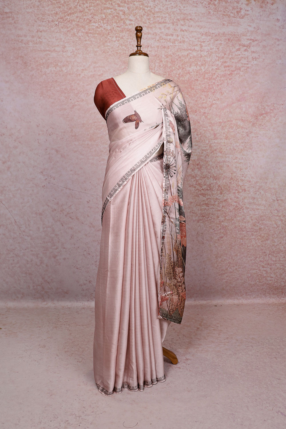 Baby Pink Modal Silk Saree