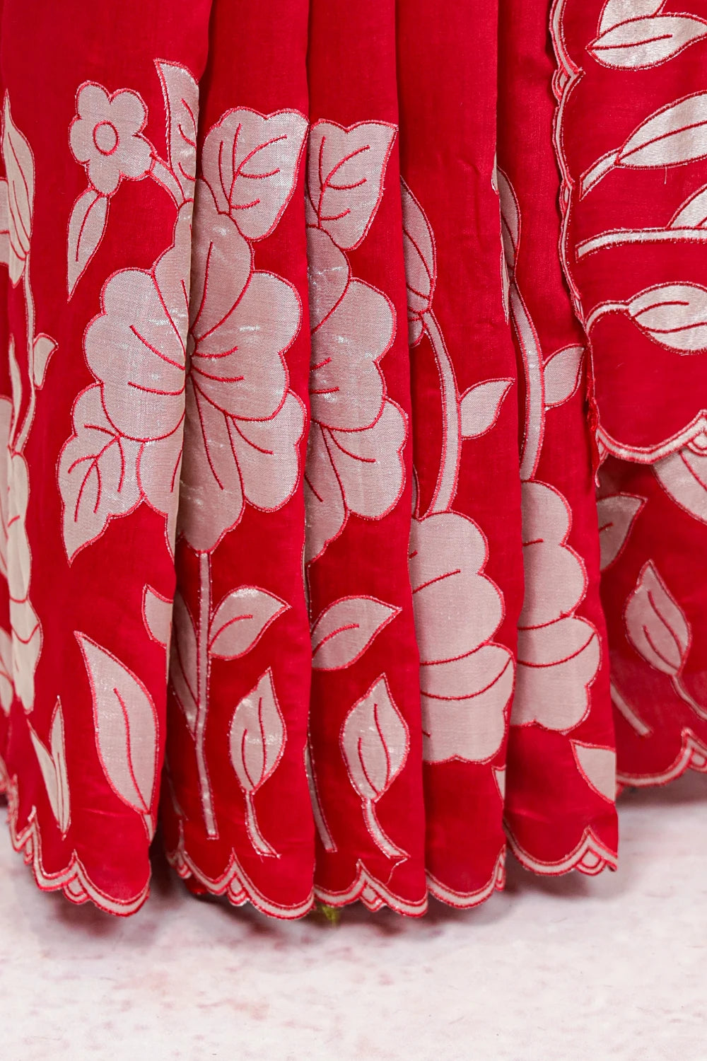 Apple Red Organza Saree
