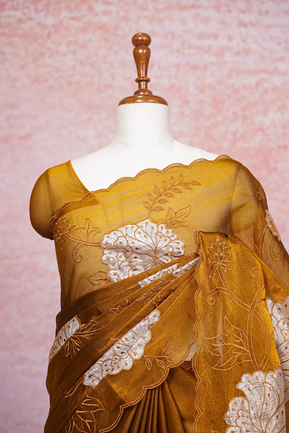 Honey Color Tissue Organza Saree