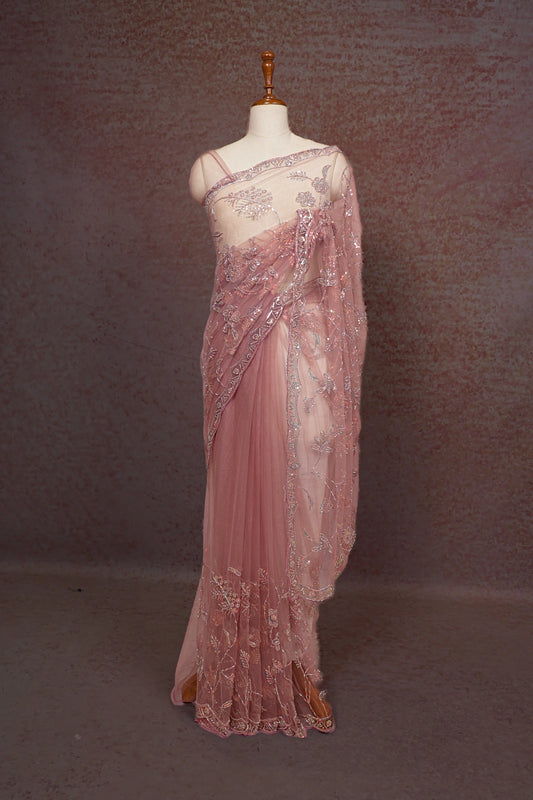 Pink Net Saree - Seematti