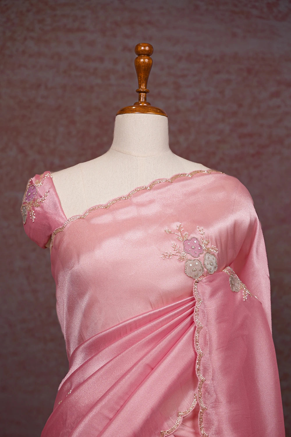 Rose Pink Tissue Organza Saree