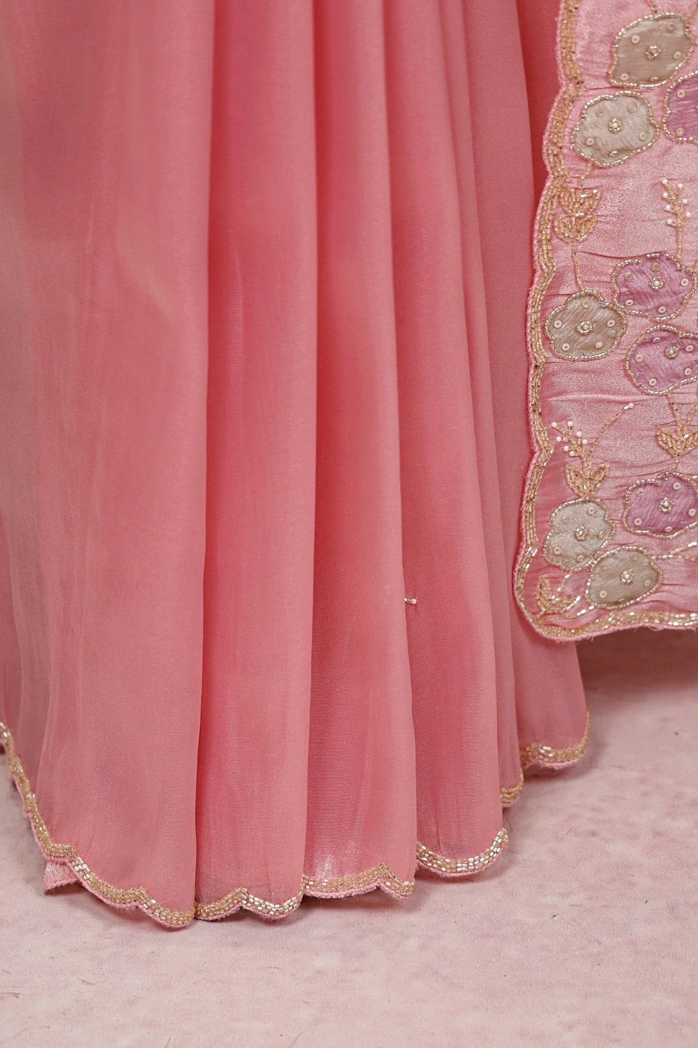 Rose Pink Tissue Organza Saree