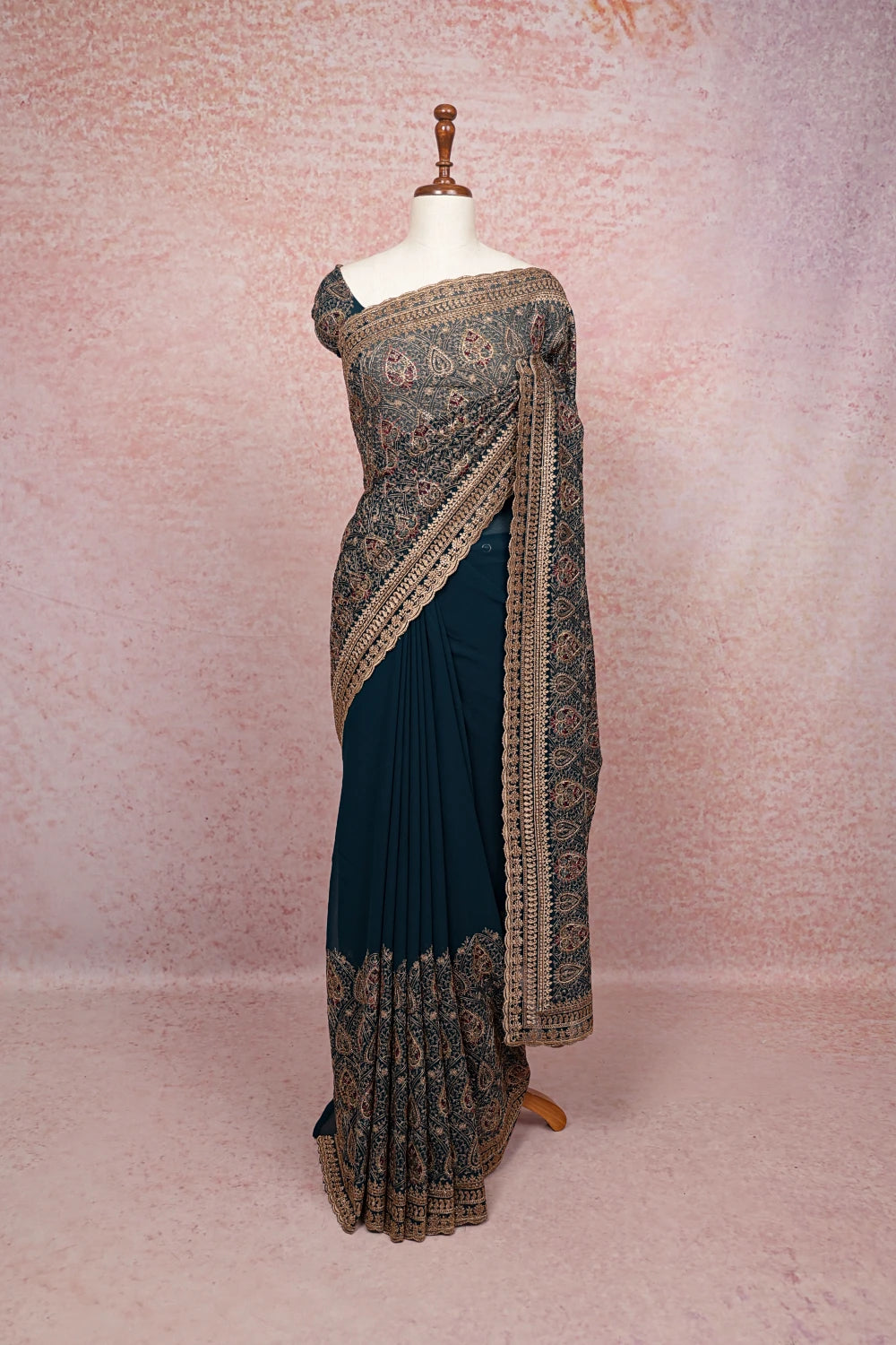 Peacock Green Georgette Saree - Seematti