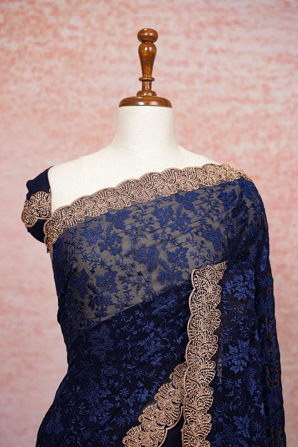 Navy Blue Georgette Saree