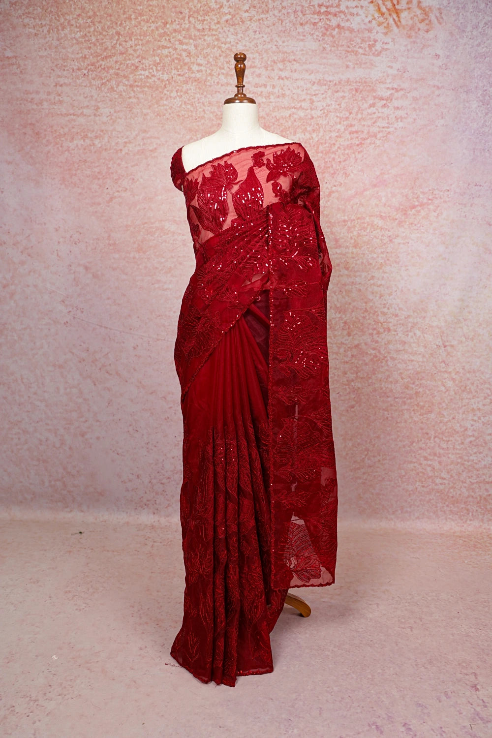 Apple Red Organza Saree
