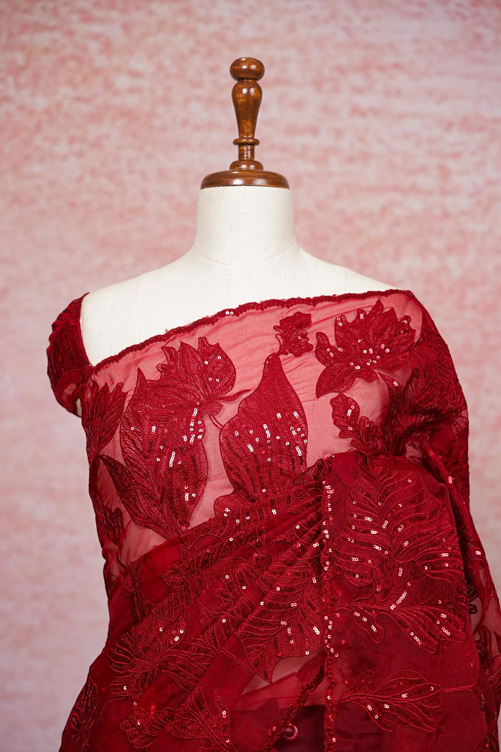 Apple Red Organza Saree