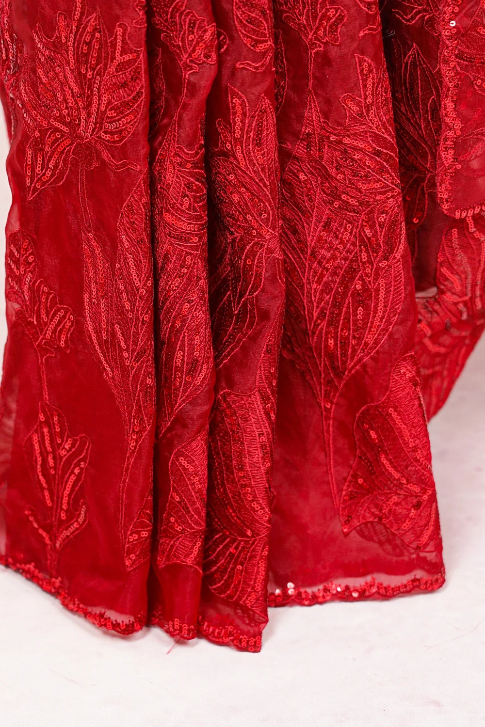 Apple Red Organza Saree