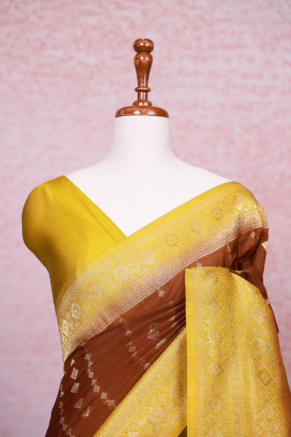 Brown Semi Banarasi Saree