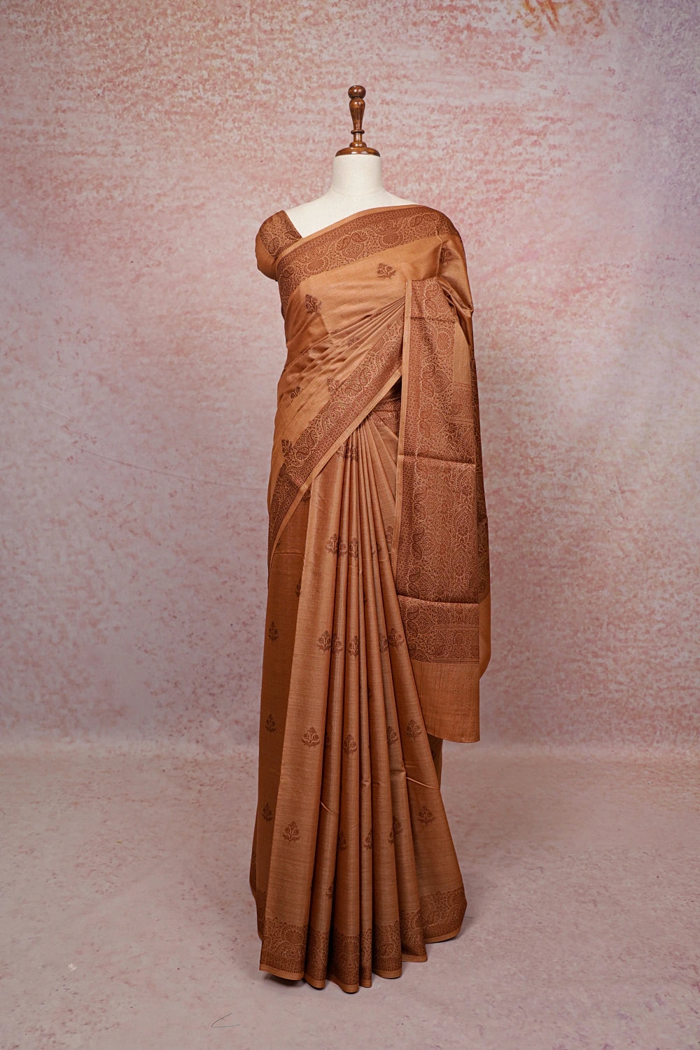 Light Chocolate Tussar Silk Saree