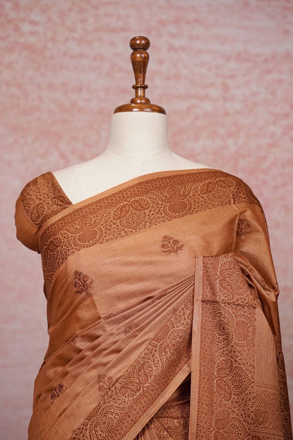Light Chocolate Tussar Silk Saree