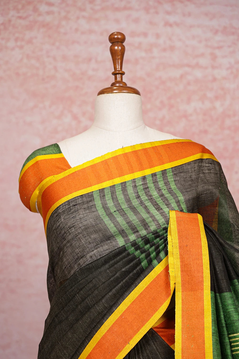 Black Semi Jute Saree