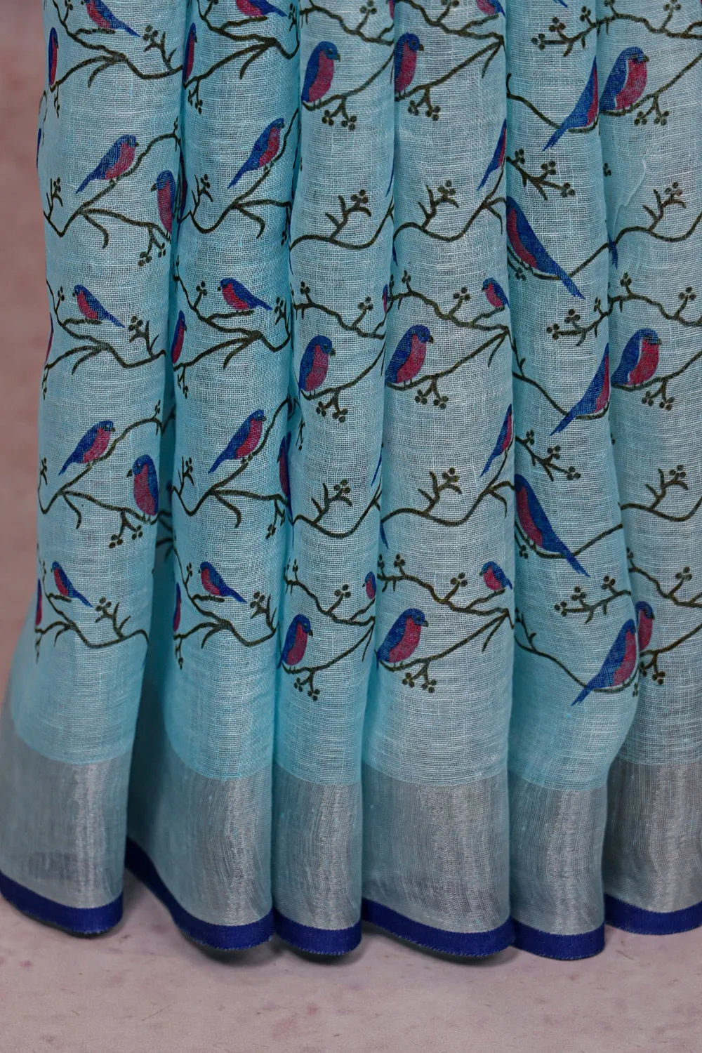 Light Blue Semi Linen Saree