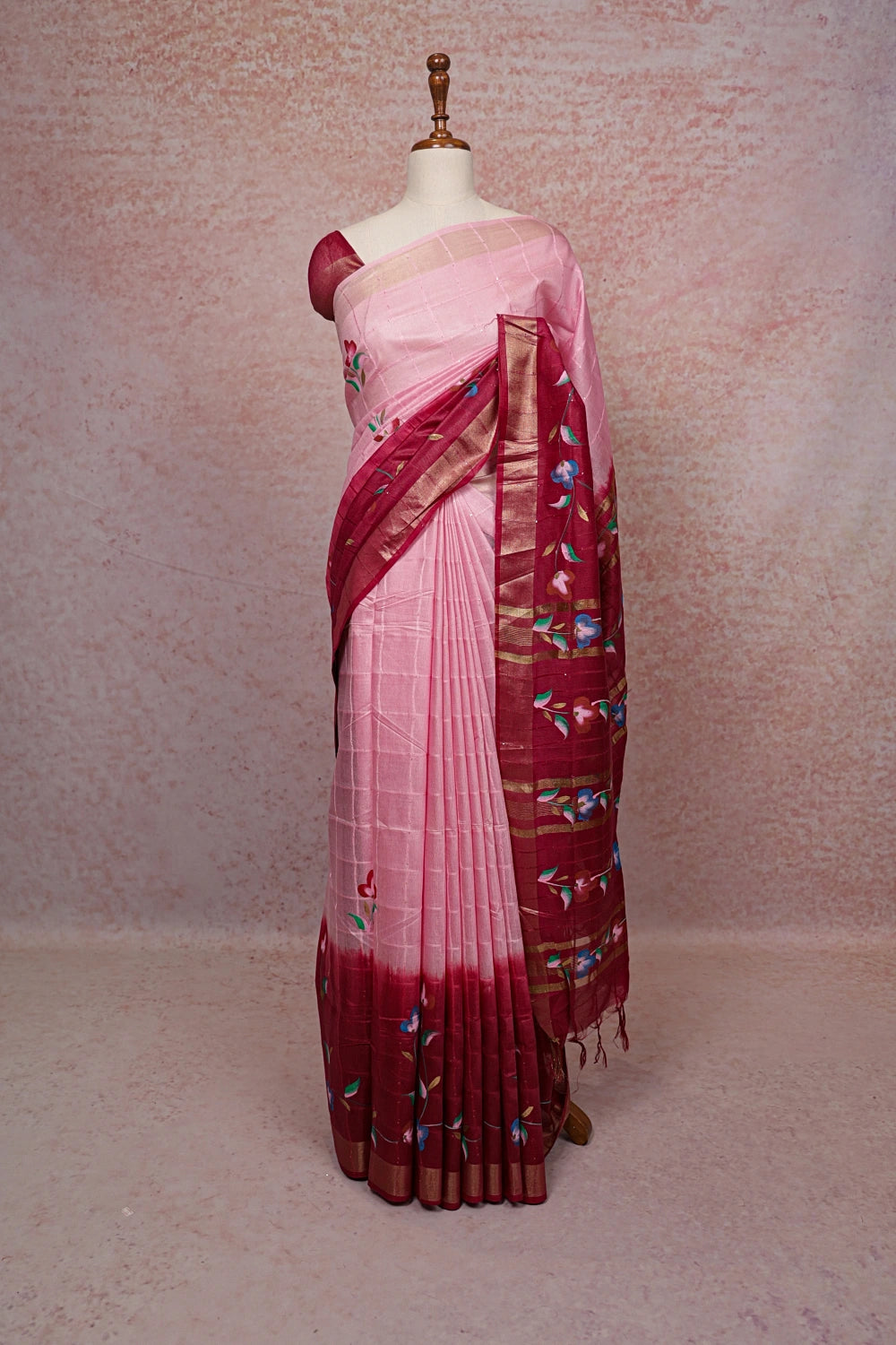 Baby Pink Cotton Saree