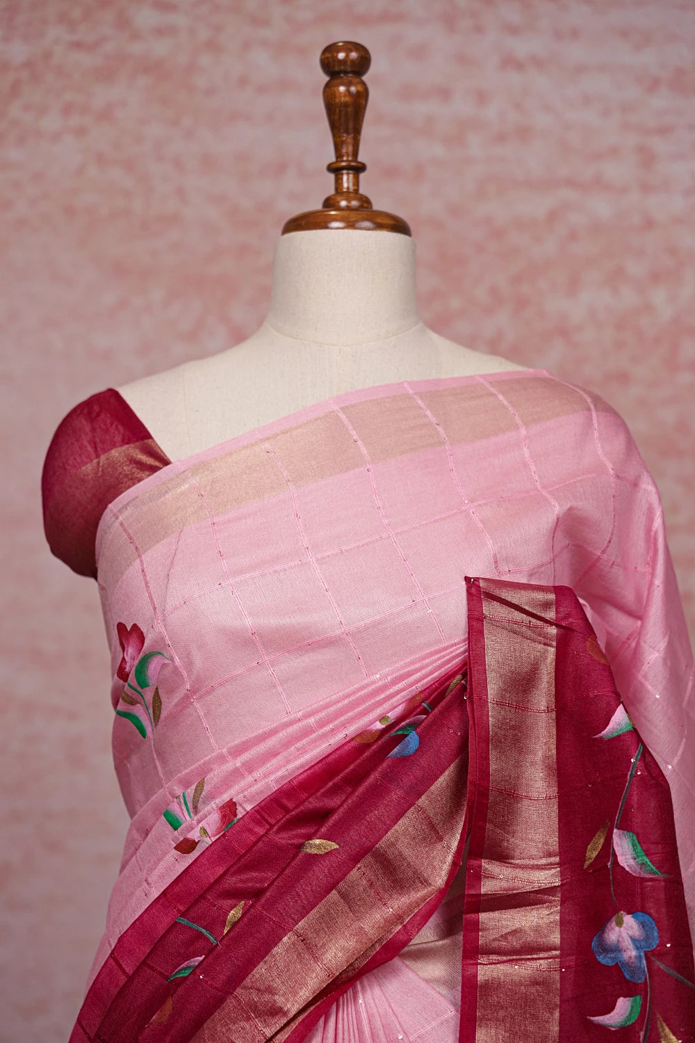 Baby Pink Cotton Saree